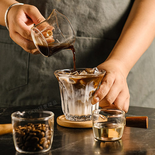 简约咖啡杯意式拿铁杯钢化玻璃