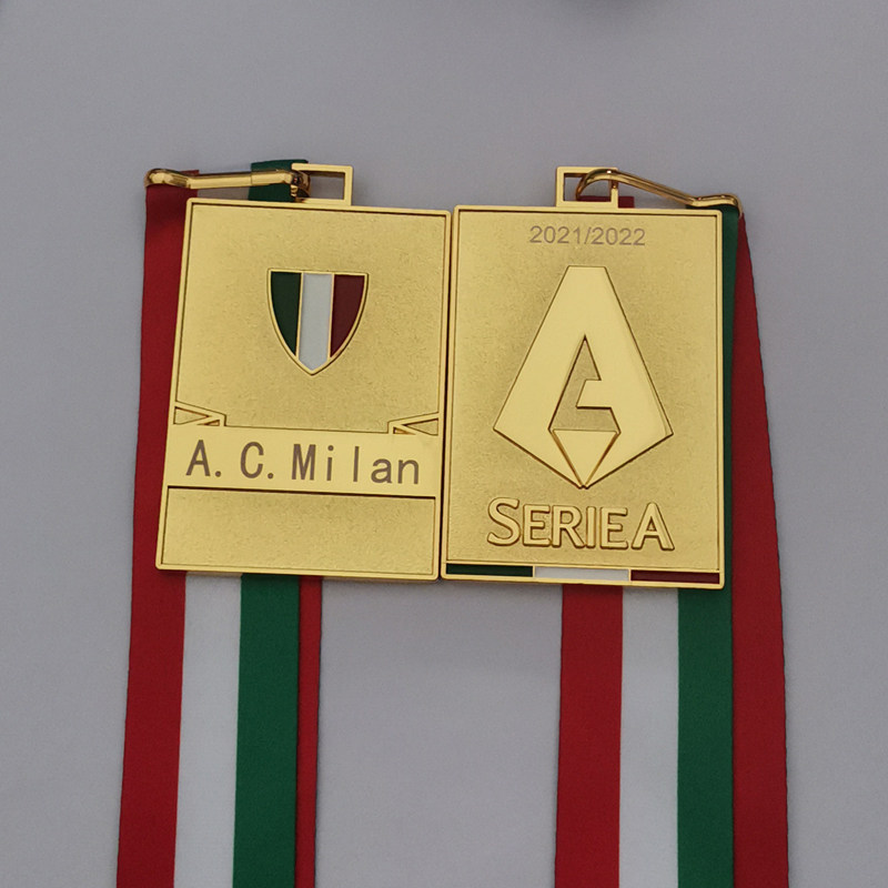 现货2022意甲ac米兰夺冠球迷 07年 03欧冠奖牌纪念品diy刻字收藏