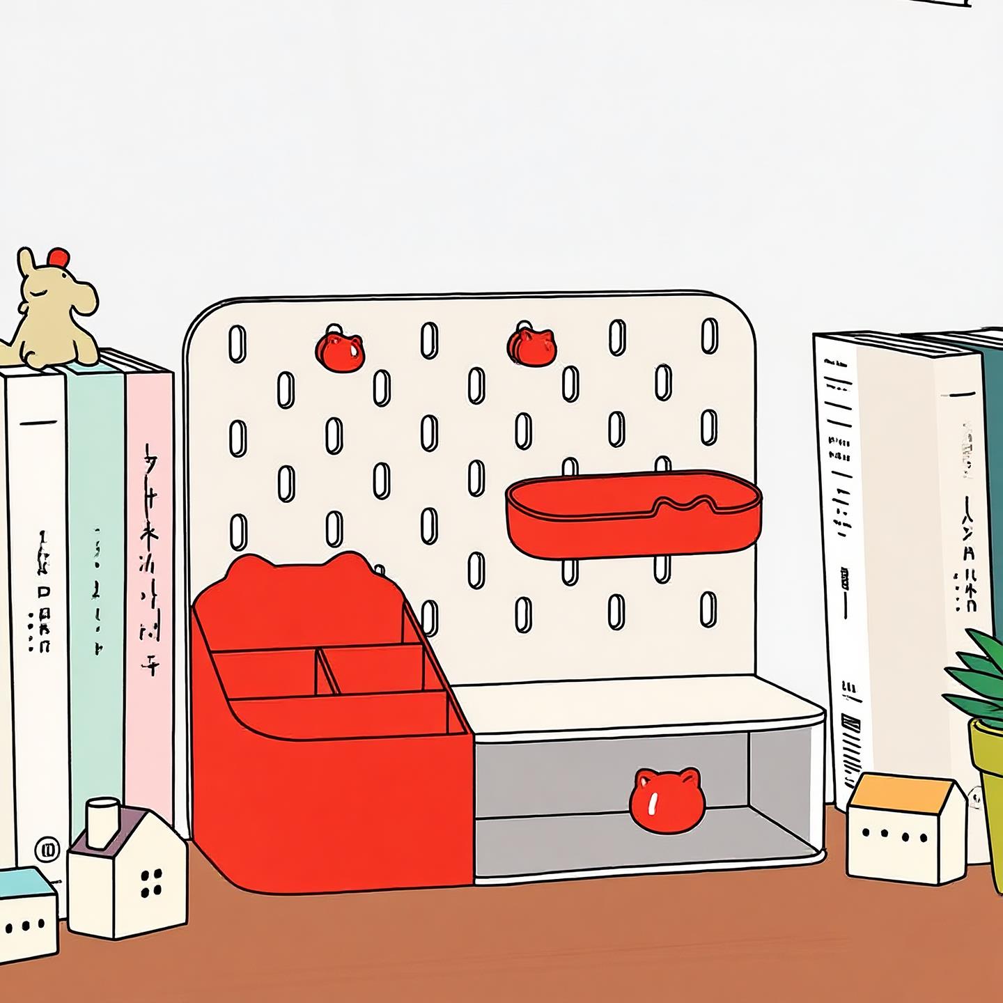 桌面洞洞板收纳盒学习用品整理盒高颜值分格笔筒学生文具置物架子