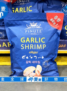 会员代购FINUTE趣莱福蒜味虾片300g韩国进口鲜香酥脆片片饱满零食