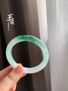 53mm 玉领天然翡翠手镯冰糯飘花水润女款 送妈妈手镯