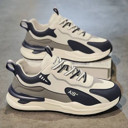 旅游男鞋秋季真皮运动鞋男士百搭休闲鞋跑步防滑增高老爹潮鞋冬季