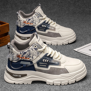 潮流平板厚底潮鞋 马丁靴男秋季 透气休闲百搭男士 高帮板鞋 2025新款