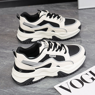 女款 皮面百搭潮鞋 春秋2025新款 显脚运动休闲鞋 爆款 踩屎感老爹鞋