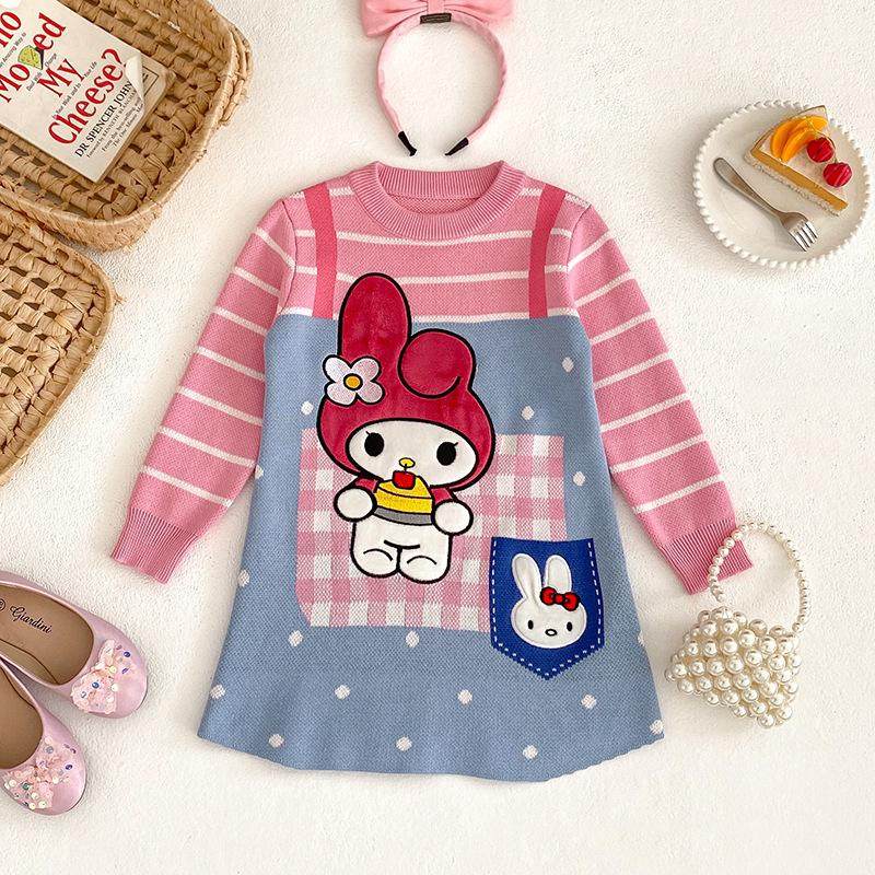 女童美乐蒂毛衣连衣裙秋冬假两件卡通条纹小兔针织可爱背带公主裙,童装/婴儿装/亲子装,连衣裙,淘宝优惠券,粉丝福利购,淘宝优惠卷