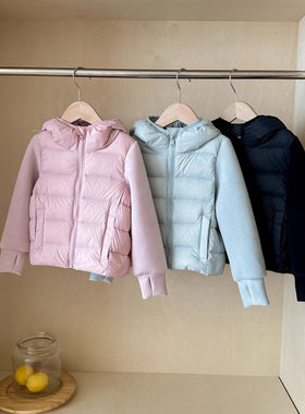 【新国标】宝宝冬季90白鸭绒轻薄羽绒服女童修身保暖连帽拼接外套
