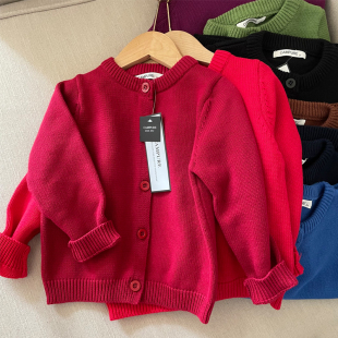 儿童纯棉线厚款针织衫2025秋冬装男女童毛线开衫宝宝内搭毛衣外套