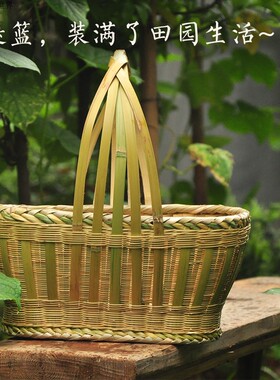 竹编篮子竹制品竹编篮子水果手提竹编篮子复古家用迷你方形纯手工