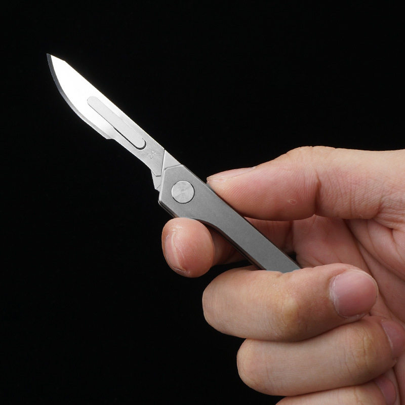 钛合金柄手术刀锋利随身迷你折叠刀小刀纯钛高硬度神器特种钢钛钢