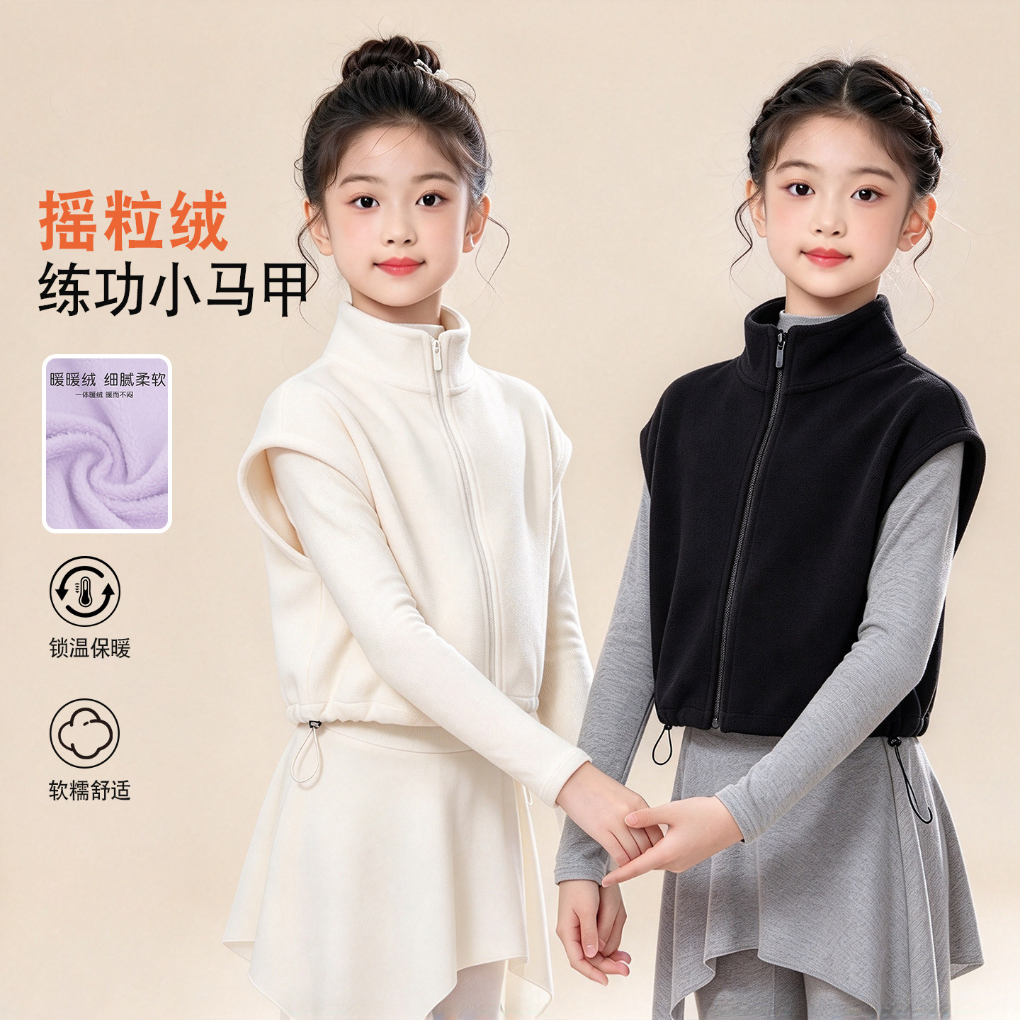 儿童舞蹈服秋冬保暖双面外搭马甲