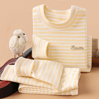 纯棉儿童内衣套装厚款条纹家居服