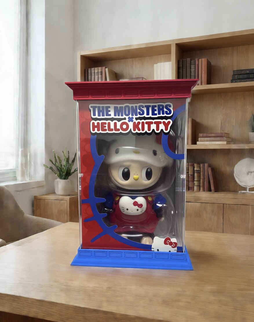 亚克力防尘罩展示盒适配HelloKitty联名拉布布搪胶毛绒公仔展示柜