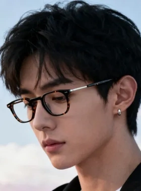 98049新款现货板材眼镜框钛镜腿日韩可配近视眼镜架轻盈粗边商务