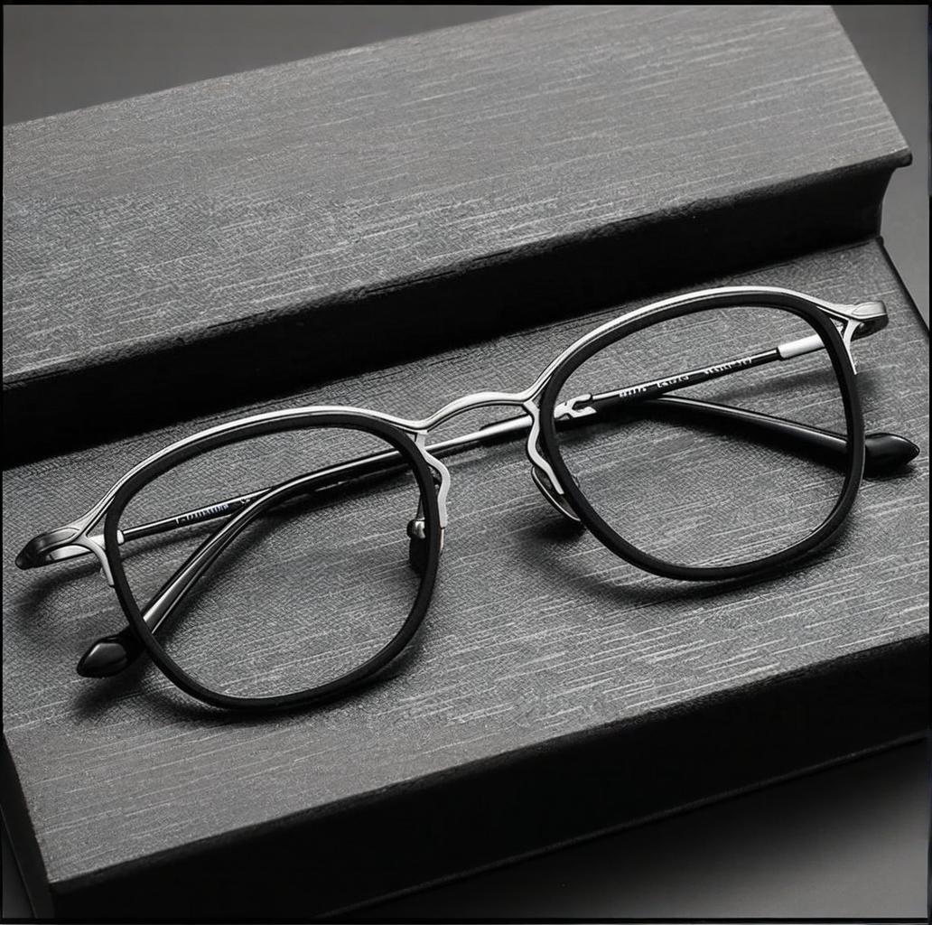 松田同款M3118复古纯钛防蓝光镜