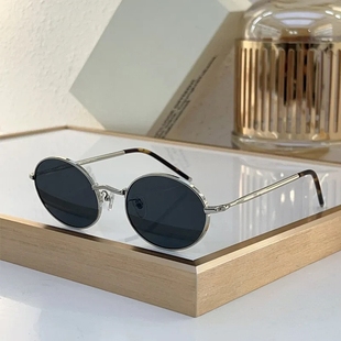 出口订单韩版 B33T 刘亦菲轻奢复古金属墨镜老钱风椭圆框太阳镜