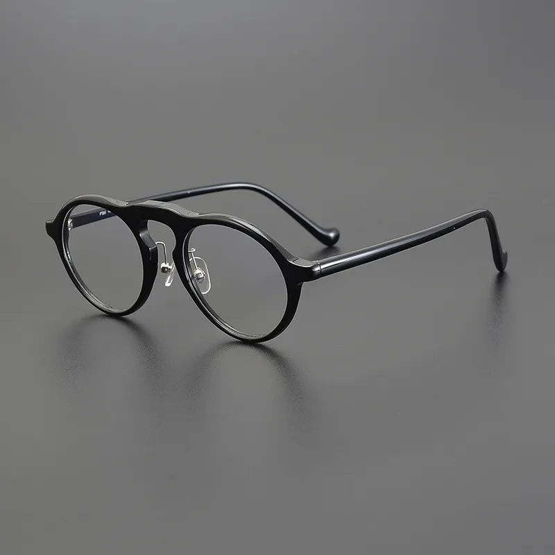 日系小框近视眼镜架 男女小脸有鼻托复古手工板材透明色镜框 变色