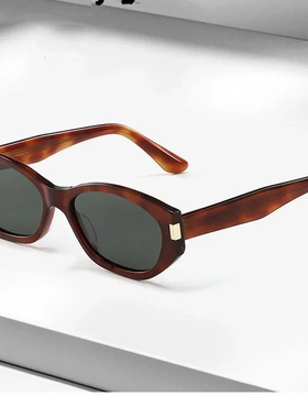 26跨境新款可可镜猫眼复古高级琥珀棕玳瑁色板材偏光太阳镜女9153