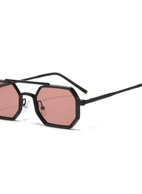 外贸金属铜小框多边形太阳镜女款男士通用欧美复古双梁飞行员墨镜