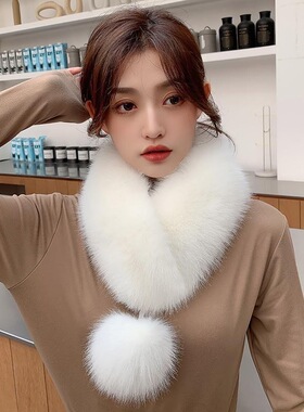 狐狸毛围巾狐狸毛吸扣围巾韩版女