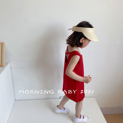 女童90-150小中大童夏交叉背心裙