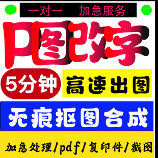专业p图片处理ps修图抠图 数字照片去水印pdf文档文字截图除背景