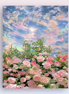 山茶花卉diy数字油画手工填色画治愈系唯美手绘丙烯装饰油彩挂画