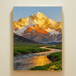 日照金山DIY数字油画成人手绘高级感解压填色画雪山风景装 饰画