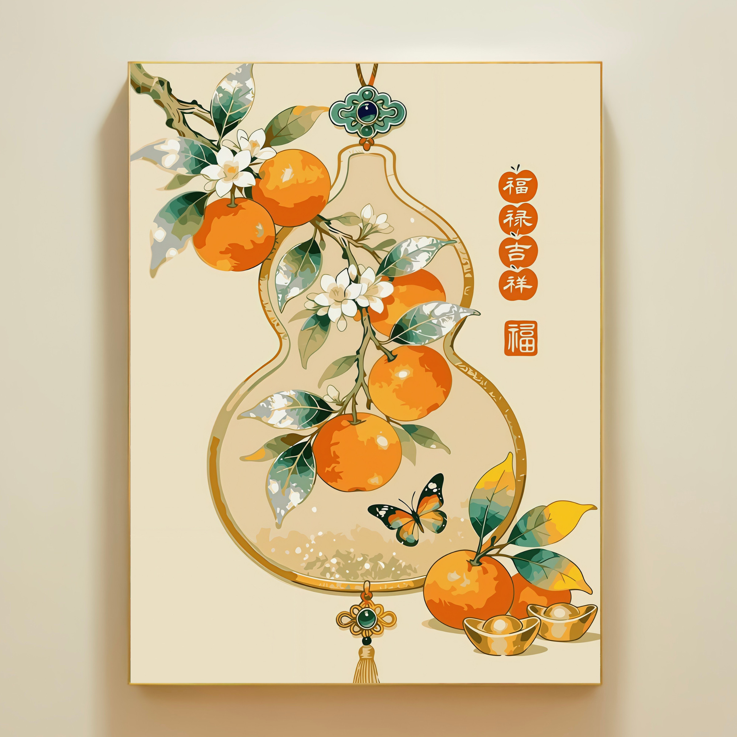 福禄吉祥好寓意数字油画图片