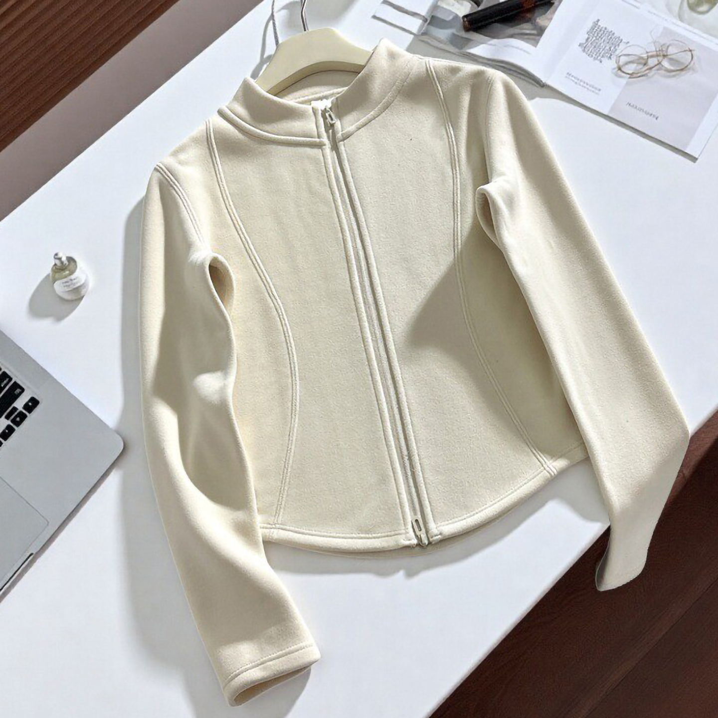 摇粒绒双拉链外套女秋冬