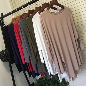 白色绿色宽松不规则开叉爵士舞服装莫代尔长袖T恤女瑜伽上衣黑色