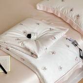 高端田园风100%天丝夏凉被四件套空调冰丝被子薄款 可机洗夏被