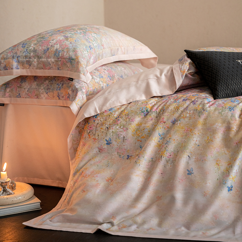 法式田园100支天丝棉磨毛四件套秋冬保暖亲肤柔软印花床单床品