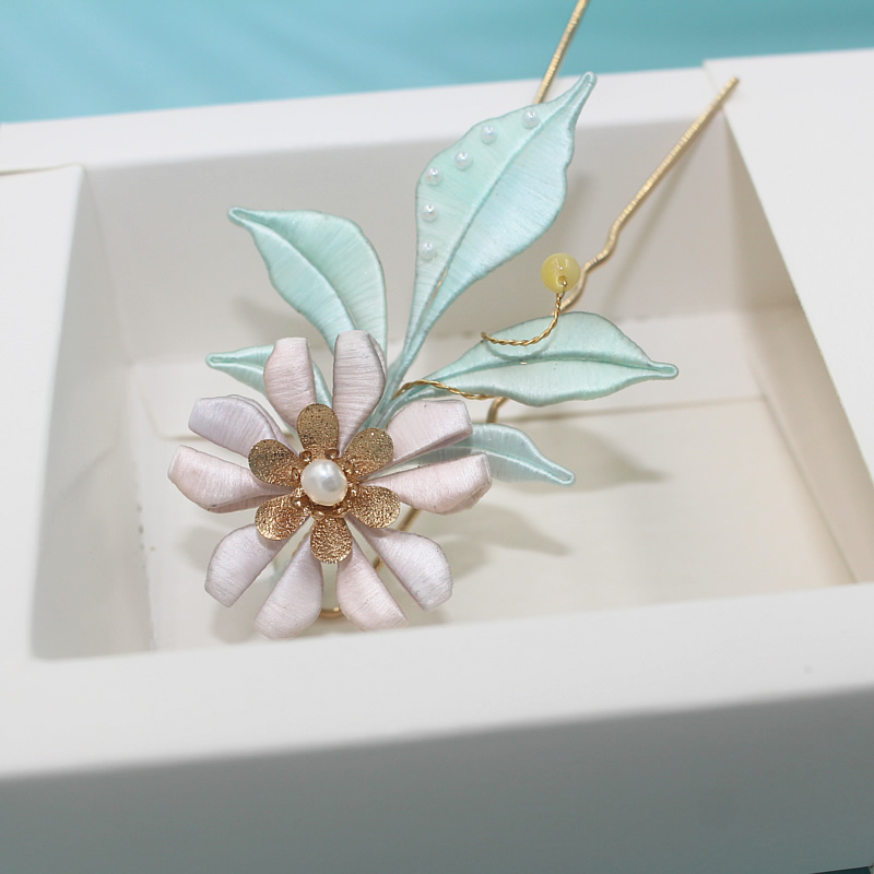 忠侣发簪蚕丝古风原创缠花