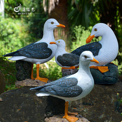 仿真海鸥工艺品摆件地中海风格装饰品景观小品雕塑树脂鸟类模型