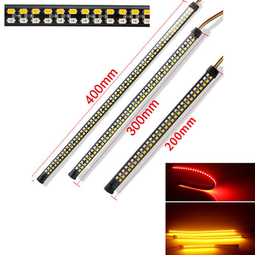 双排LED20cm30厘米40灯条刹车爆闪转向流水汽车摩托车改装尾灯12V