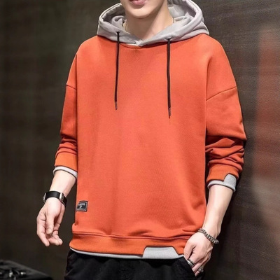 假两件卫衣男士秋冬季新款ins潮流宽松休闲百搭连帽加绒上衣外套