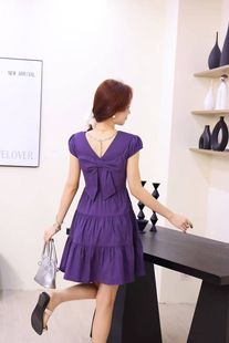 洋气纯欲短袖 新款 短裙527 连衣裙女2025夏季 赫本风大蝴蝶露背短款