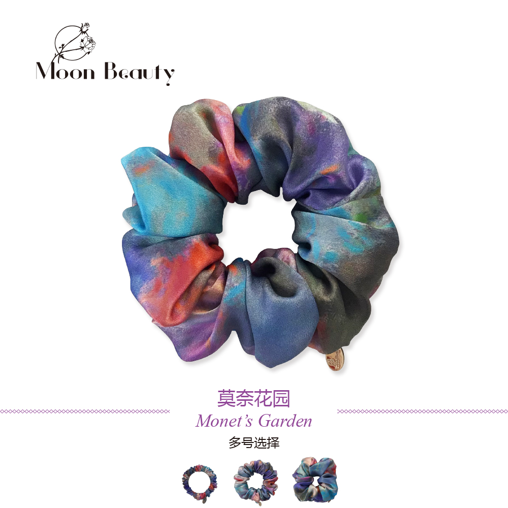 月亮美人手工真丝莫奈花园发圈