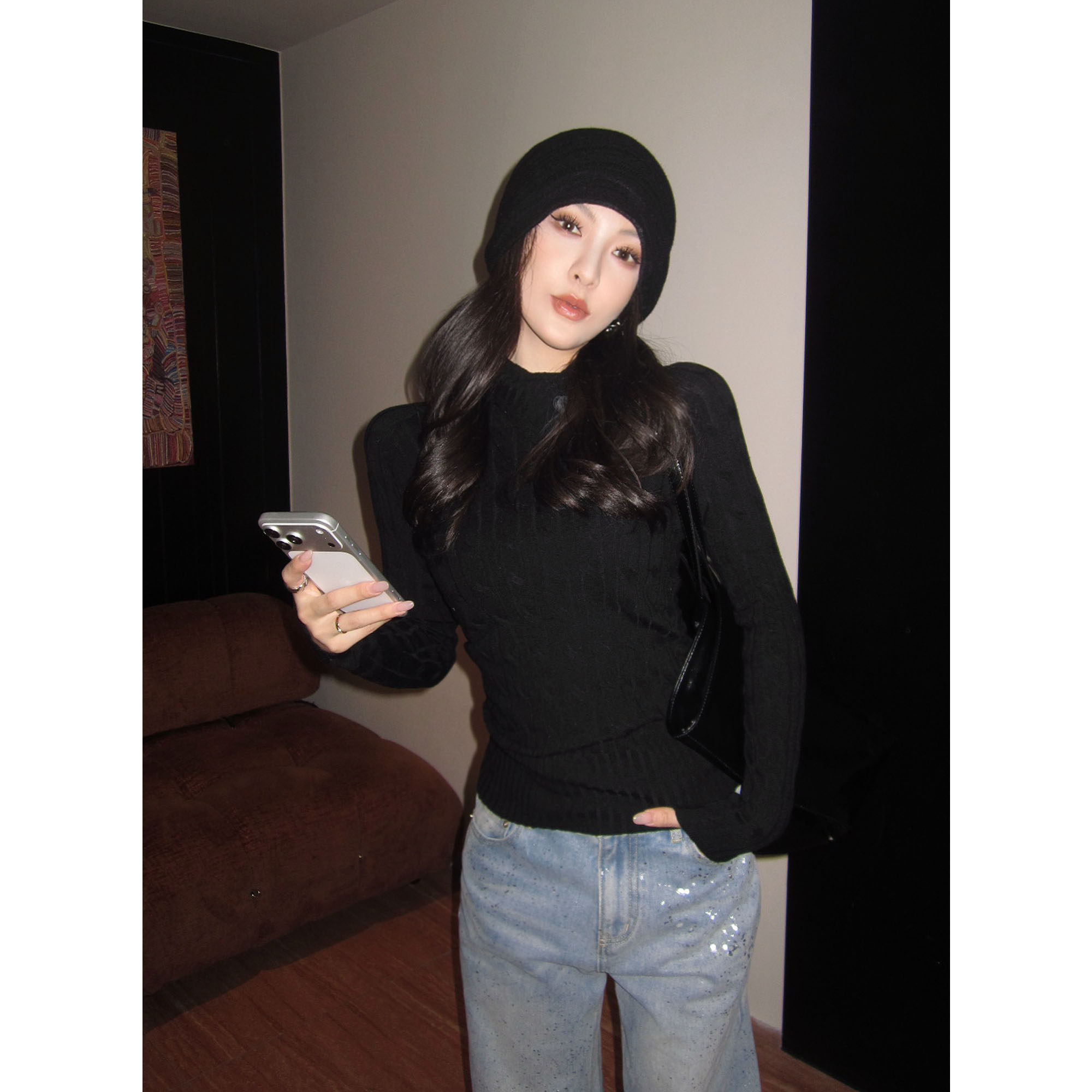 JIJINQI秋冬长袖黑色百搭上衣修身常规显瘦韩版纯色打底衫毛衣女,女装/女士精品,毛衣,淘宝优惠券,粉丝福利购,淘宝优惠卷