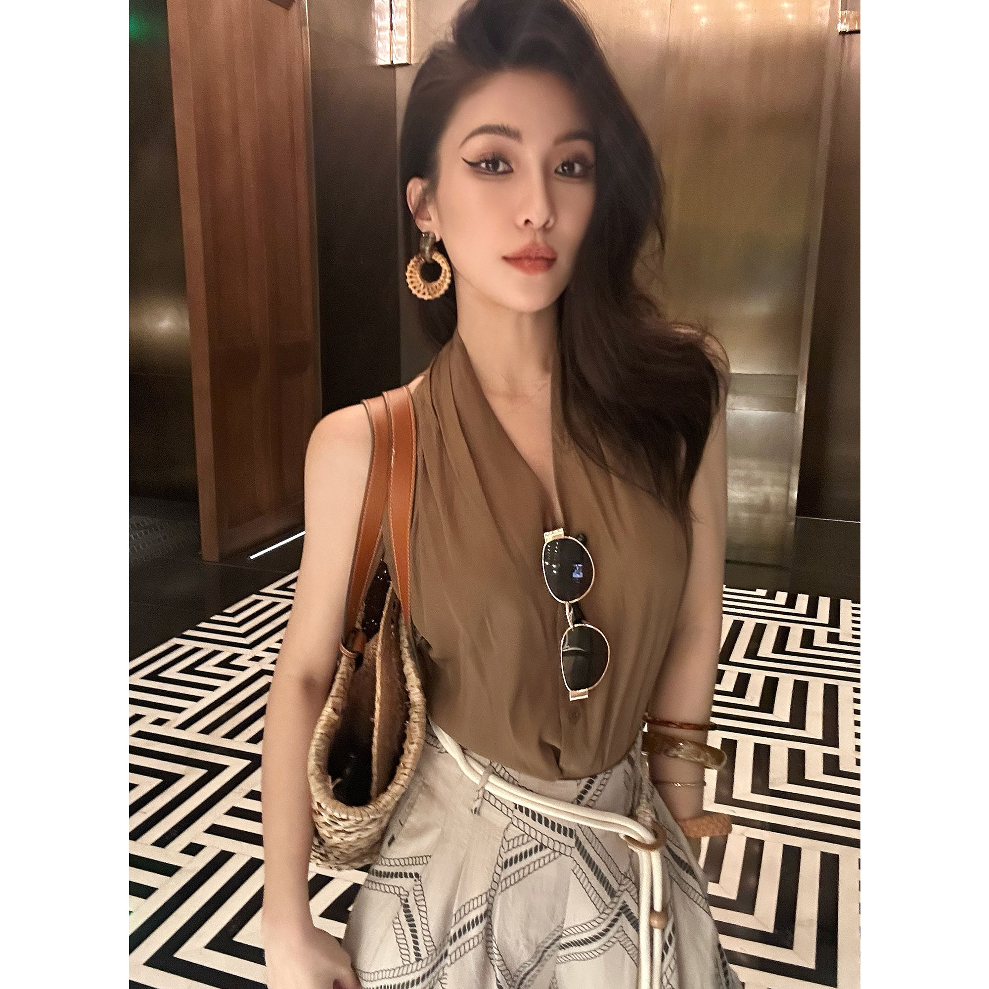 夏季女薄款设计感小众无袖上衣