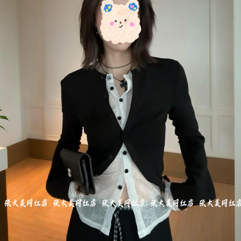 亮闪闪撞色假两件长袖小衫上衣秋