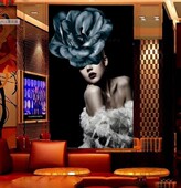 包厢抽象美女人物 美容院高档会所 定制KTV包房墙布 酒吧墙纸壁纸