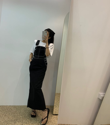 Summer light blue denim buckle suspender dress 3 colors