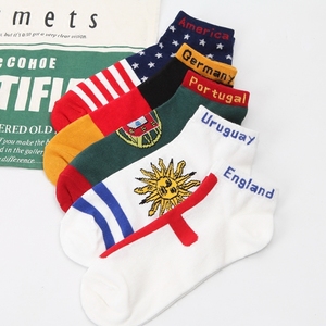 欧美ins原宿卡通夏季国旗世界杯运动条纹棉短袜子 男女情侣短袜子