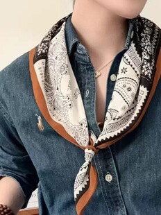 100%桑蚕丝【美拉德腰果】真丝双绉丝巾女款春秋高端复古丝巾围巾