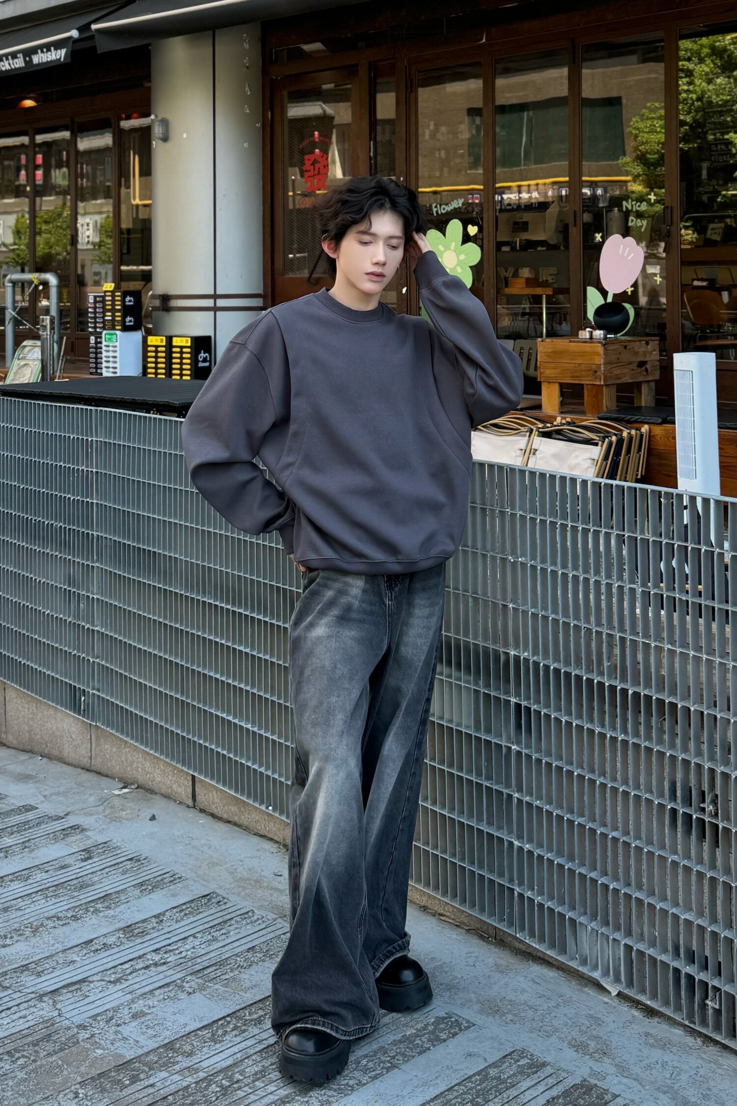 C316WY1232P58秋装新款短款卫衣圆领结构时尚宽松个性松弛感,男装卫衣,电商C316