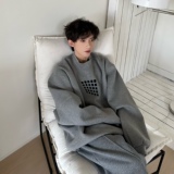 C316WY0926P68高品质特殊面料刺绣方块卫衣时尚韩版圆领卫衣，男装卫衣，电商C316