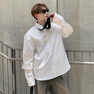 C316 CS2391P7898 春夏新款送领带长袖衬衫白色假两件衬衣男图片