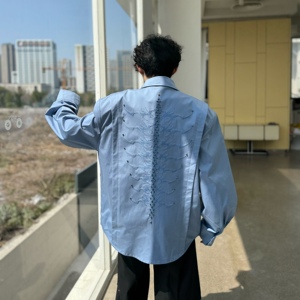 C316 CS8099 P88春夏新款长袖衬衫刺绣钉珠高品质衬衣骨脊设计图片