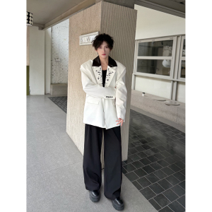 C316 XZ8011 P118 春装新款拼接绣珠宽松西服西装外套时尚男装图片